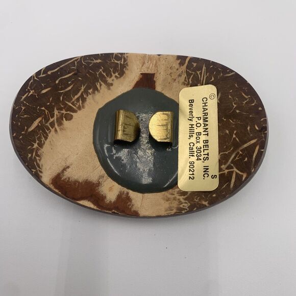 Vintage Charmant Light Blue Polished Shell Buckle Size Buckle‎ Only - Picture 2 of 2